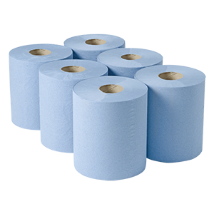 2 Ply Centrefeed Roll - Blue - 180m x 200mm - 500 sheet (pk 6)